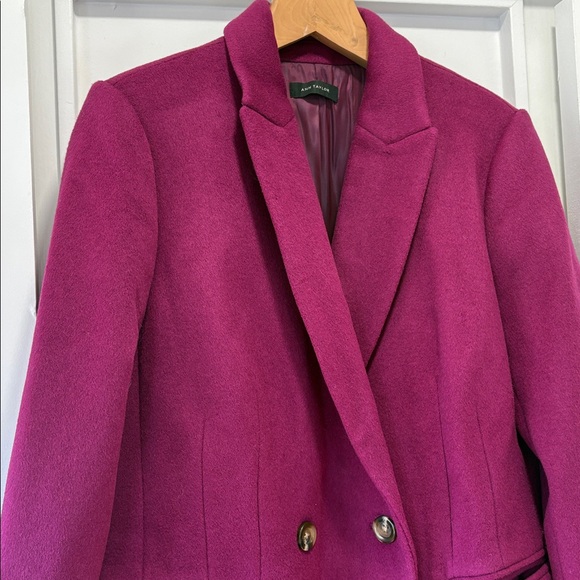ANN TAYLOR Wool Blend Long Chesterfield Coat Magenta Purple Size Medium - Picture 7 of 14